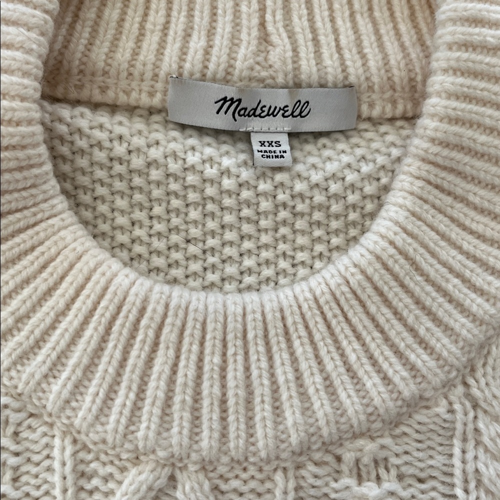 Madewell Hollydene Ruffle-Shoulder Pullover Sweater in Cream size XXS - Picture 5 of 8